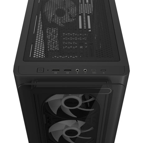 Asus a23 plus Mini-Tower-Gehäuse (schwarz | 2x USB-A | 1x USB-C | RGB | gehärtetes Glas)