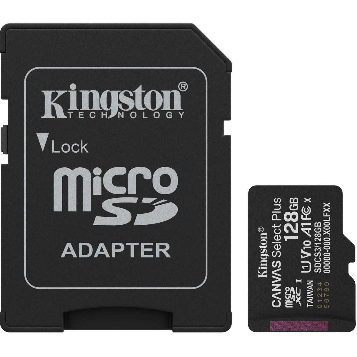 Kingston Canvas Select Plus 128 GB MicroSDXC-Speicherkarte (schwarz, UHS-I U1, Klasse 10, V10, inkl. SD-Adapter)