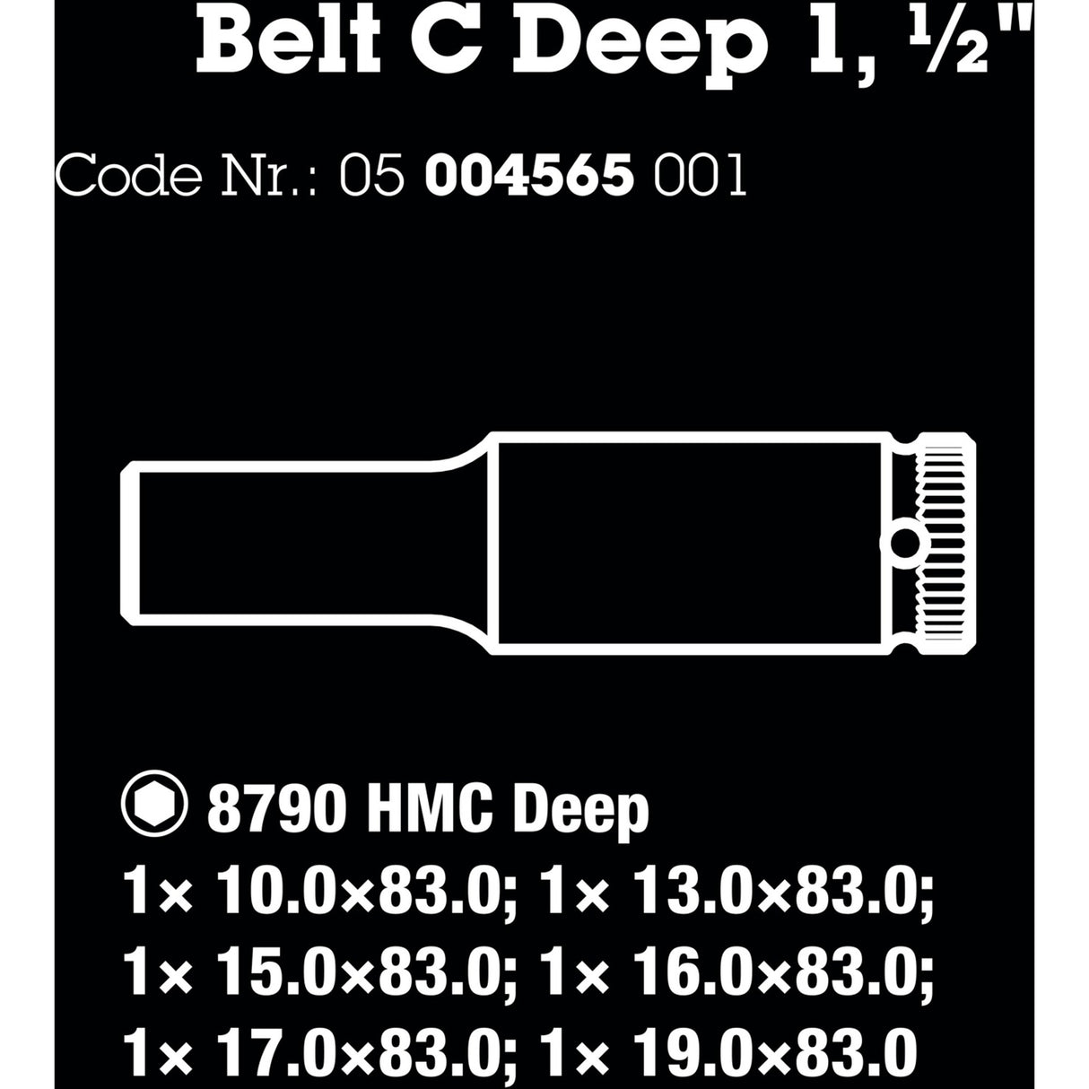 Wera Belt C Deep 1 Steckschlüsselsatz, 1 2 Steckschlüssel (schwarz, 6-teilig)