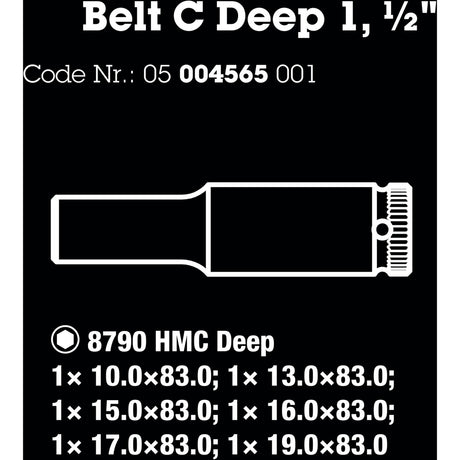 Wera Belt C Deep 1 Steckschlüsselsatz, 1 2 Steckschlüssel (schwarz, 6-teilig)