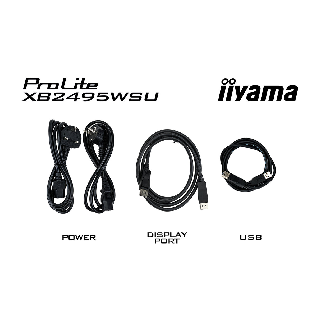 Iiyama prolite xb2495wsu-b1 24.1 monitor (zwart, 100 hz, hdmi, displayport, usb, audio)