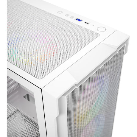 Xyz PC Gear Airone 300-X Mesh Midi Tower Gehäuse (Weiß | 1x USB-A | 1x USB-C | Gehärtetes Glas)