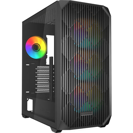 Sharkoon AK3 RGB Midi-Tower-Gehäuse (schwarz | 2x USB-A | 1x USB-C | RGB | gehärtetes Glas)