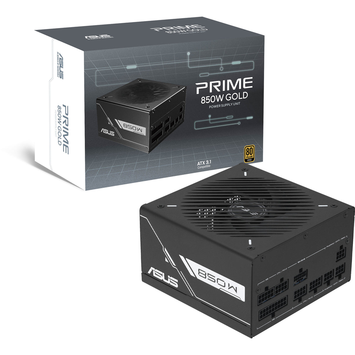Asus Prime Gold Black Edition modulares 850-Watt-Netzteil (schwarz, 1x 12V-2x6, 3x PCIe)