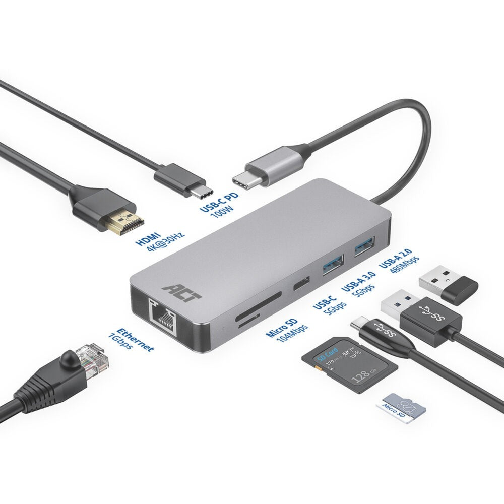 ACT-Konnektivität USB-C 4K Docking Station für 1 HDMI-Monitor, Ethe