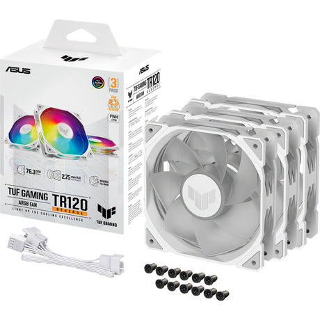 Asus TUF Gaming TR120 ArGB Reverse-Gehäuselüfter (weiß, 3 Stück, 120 x 120 x 28 mm)