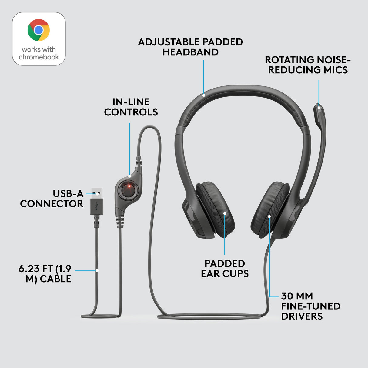Headset logitec h390 usb schwarz