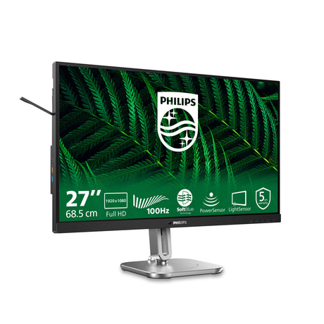 Philips 27b2g5200 27 monitor (zilver zwart, 1x displayport, 1x hdmi, 1x vga, 4x usb-a)