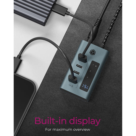 Icy Box ib-hub1454-c31 USB-Hub (grau blau-grau, 4x USB-C 3.2 (10 Gbit s))