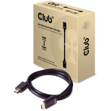 Club 3D Ultra-High-Speed-HDMI-2.1-zertifiziertes Kabel männlich-männlich (schwarz, 3 Meter, 4K 120 Hz, 8K 60 Hz, 48 Gbit/s)