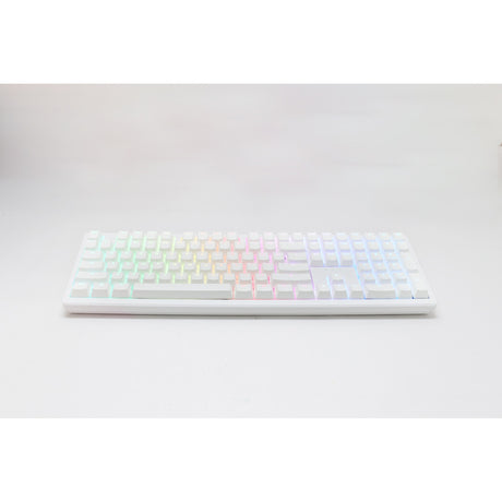 Ducky Zero 6108 reinweiße mechanische RGB-Gaming-Tastatur (weiß, US-Layout (QWERTY), Cherry MX2A rot, 100 %, RGB-LEDs, Double-Shot-PBT, Hot-Swap, 2,4 GHz | Bluetooth | USB-C)
