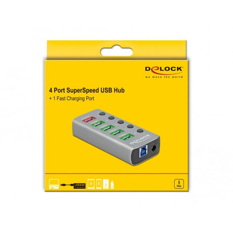 Delock 4-Port USB 3.2 Gen 1 USB-Hub (grau)
