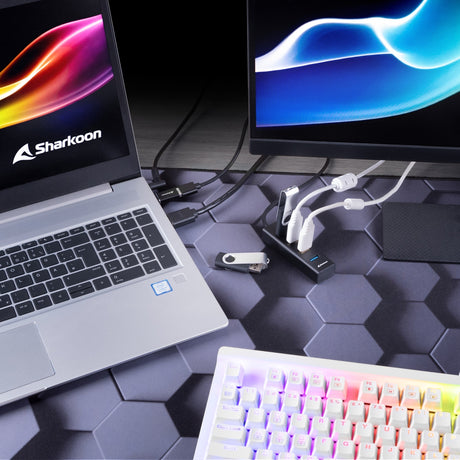 Sharkoon 4-Port USB 3.2 Gen 1 USB-Hub aus Aluminium (schwarz)