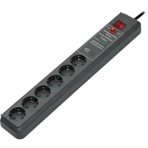 Brennerstuhl secure-tec 19500a +Überspannungsschutz 6x Steckdose (anthrazit, 1159540376, für 6 Stecker)