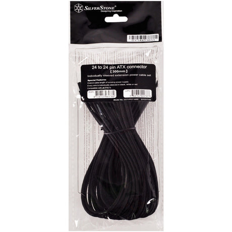 Silverstone 24-Pin ATX-Verlängerungskabel (schwarz, 30 Zentimeter, pp07-mbb)