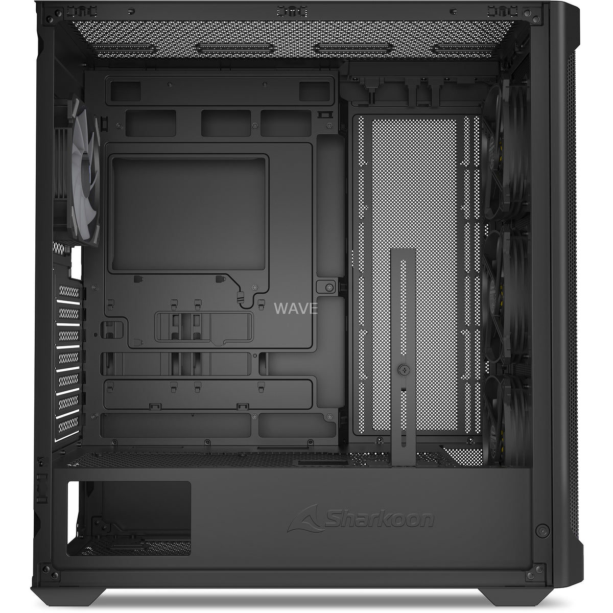 Sharkoon ak4w RGB Strip Midi-Tower-Gehäuse (schwarz | 2x USB-A | 1x USB-C | RGB | gehärtetes Glas)