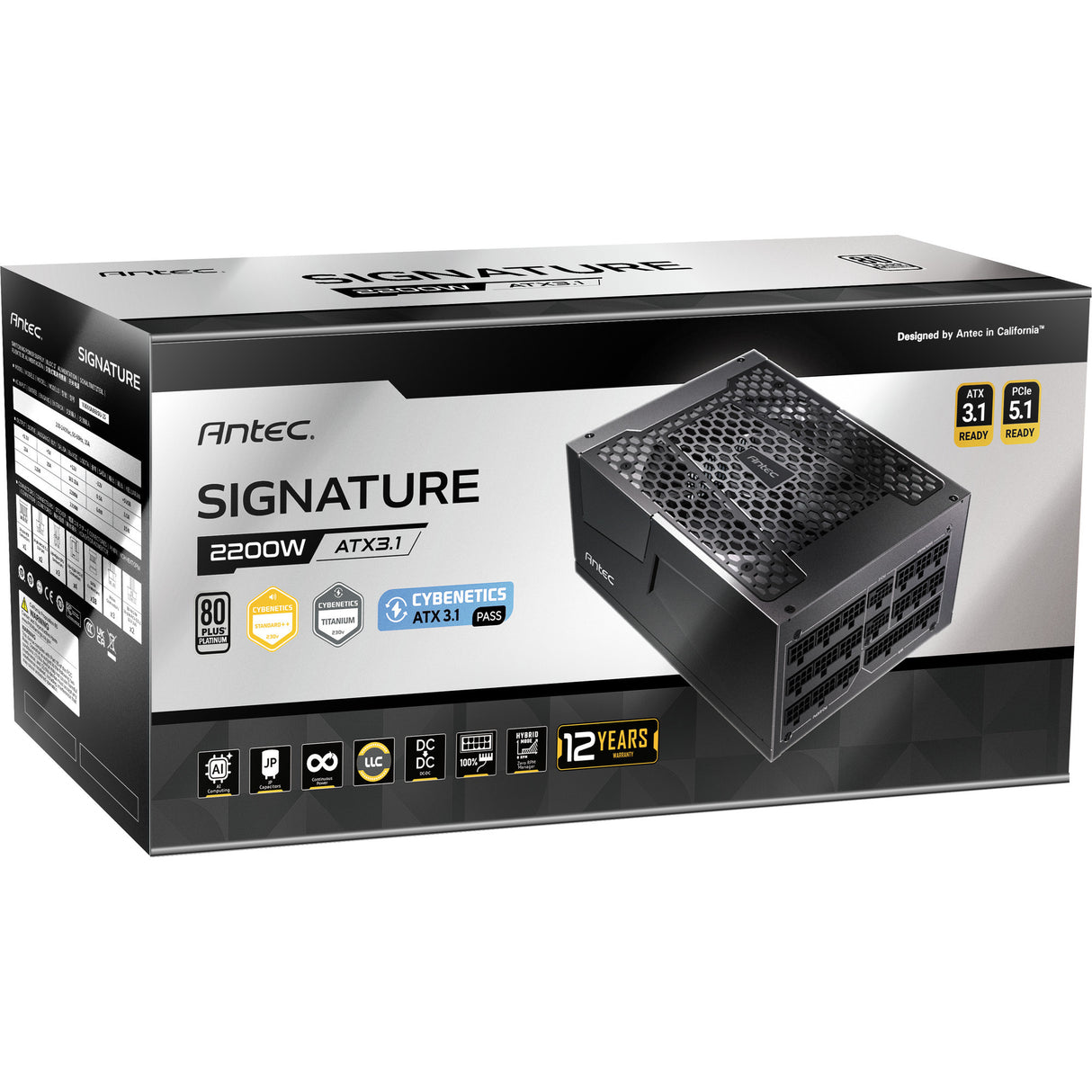 Antec Signature 2200 Platinum ATX3.1 Modulares 2200-Watt-Netzteil (schwarz, 2x 12V-2x6, 6x PCIe)