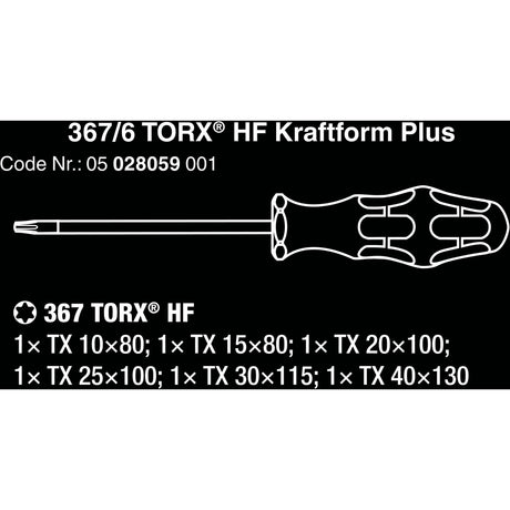 Wera 367 6 Torx HF Schraubendreher-Set Kraftform Plus + Rack (schwarz grün, 6-teilig)