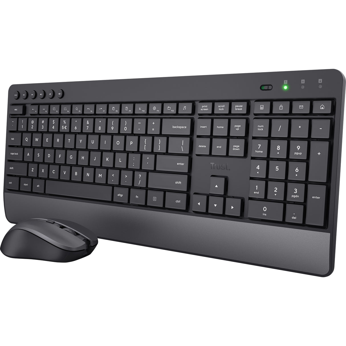 Trust Trezo Comfort kabelloses Tastatur- und Mausset, Desktop-Set (schwarz, US-Layout (QWERTY), 100 %)