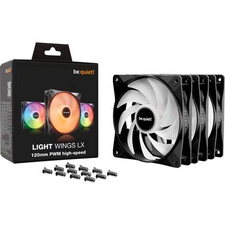 Ruhig sein! Light Wings lx pwm High-Speed-RGB-Gehäuselüfter (schwarz, 3 Stück, 120 x 120 x 25 mm)