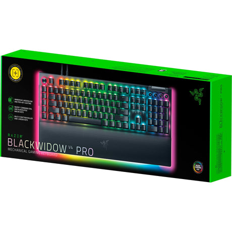 Mechanische Gaming-Tastatur Razer Blackwidow V4 Pro RGB (Schwarz, US-Layout (QWERTY), Gelb, 100 %)
