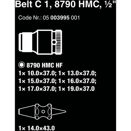 Wera Belt C 1 Zyklop Steckschlüsselsatz, 1 2 Steckschlüssel (schwarz, 7-teilig, mit Haltefunktion)