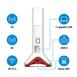 Fritz! box 6825 4g edition international wlan lte router (wit rood, mesh wi-fi, 4g 3g)