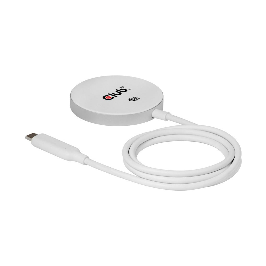 Club 3d cac-3026 qi2 25w draadloze oplader (wit, qi-gecertificeerd, magsafe-compatibel, magnetisch pad)