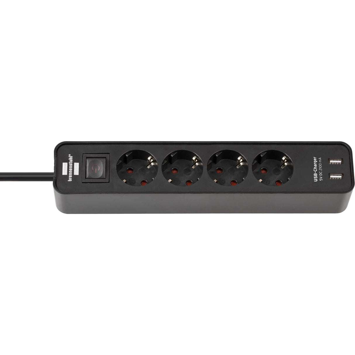 Brennenstuhl -Socket mit Switch 4 Anschlüssen + 2 USB -Anschlüsse schwarz