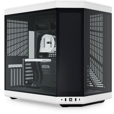 Hyte y70 Touch Infinity Midi-Tower-Gehäuse (weiß schwarz | 2x USB-A | 1x USB-C | gehärtetes Glas)