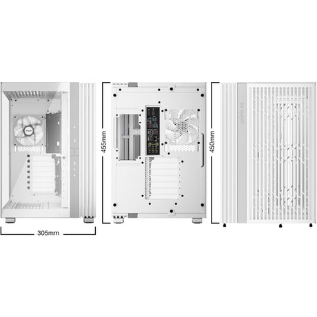 Ruhig sein! Lichtsockel 600 lx Midi-Tower-Gehäuse (weiß | 2x USB-A | 1x USB-C | RGB | gehärtetes Glas)