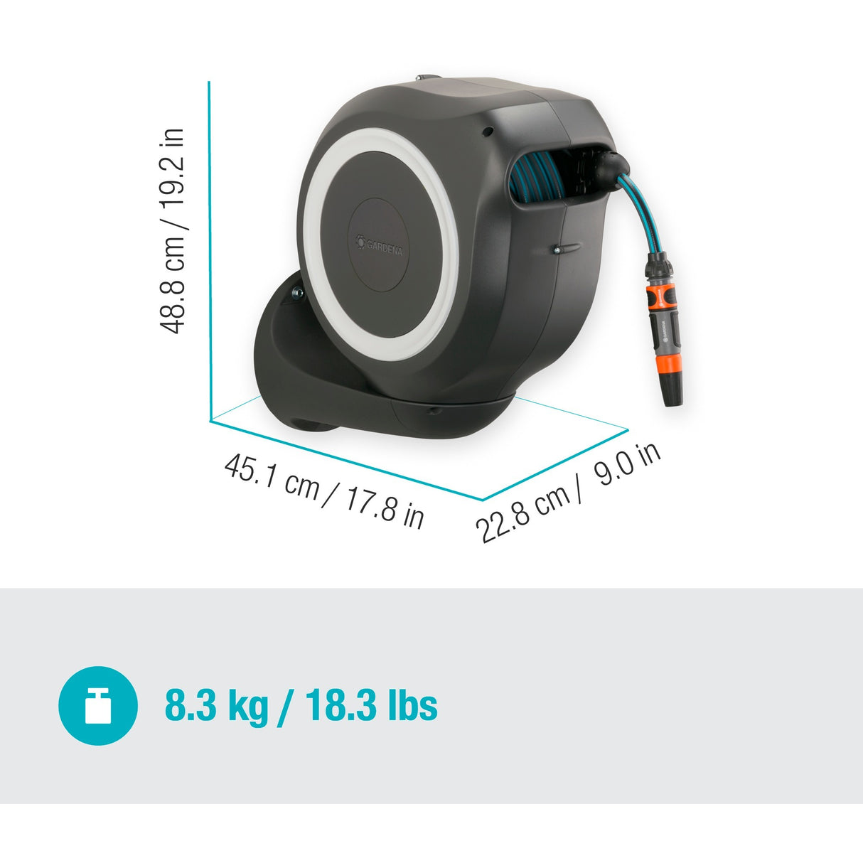 Gardena Wandschlauchbox Rollup m - Schlauchhalter - 20 Meter - ø 11 mm