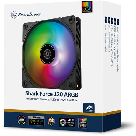 Silverstone Shark Force 120 ArGB Gehäuselüfter (schwarz, 120 x 120 x 25 mm, PWM)