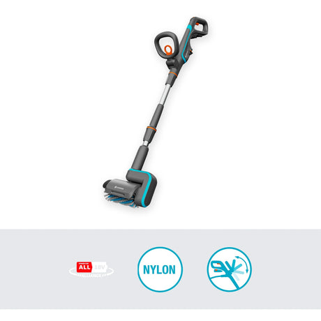 Gardena Aquabrush Patio 18V P4A Solo Akku Multi-Cleaner Bodenreiniger (Grau Türkis, 14841-55, Akku und Ladegerät nicht im Lieferumfang enthalten, Power for All Alliance)