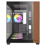 Antec cx800 Wood Argb Midi-Tower-Gehäuse (schwarze Holzfarbe | 1x USB-A | 1x USB-C | gehärtetes Glas)