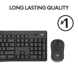 Logitech mk295 geräuschloses kabelloses Tastatur- und Maus-Kombi-Desktop-Set (schwarz, US-internationales Layout (QWERTY), 100 %)