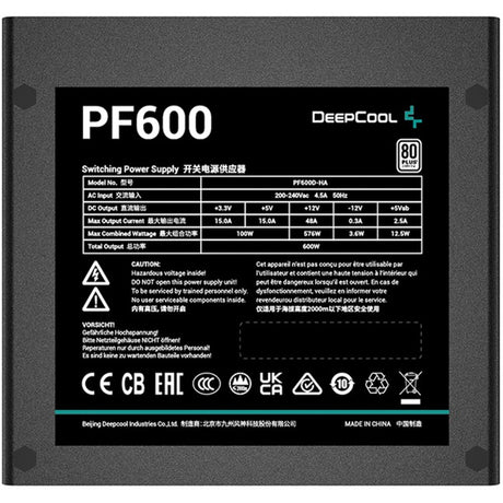 Deepcool pf600 600 Watt Netzteil (schwarz, 4x PCIe)