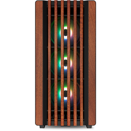 Sharkoon Rebel C70G RGB-Midi-Tower-Gehäuse (schwarze Holzfarbe | 2x USB-A | 1x USB-C | RGB | gehärtetes Glas)