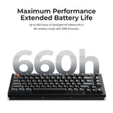 Keychron v1 ultra 8k wireless custom mechanical keyboard (zwart, us lay-out (qwerty), silk pom red, 75%, rgb, hot swap, 2.4 ghz | bluetooth 5.3 | usb-c)