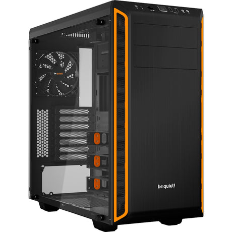 Ruhig sein! Pure Base 600 Window Midi-Tower-Gehäuse (schwarz orange | 2x USB-A | gehärtetes Glas)