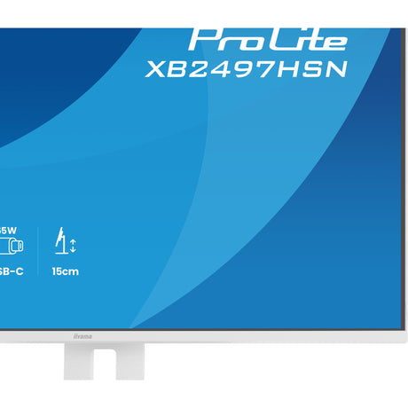 Iiyama prolite xb2497hsn-w1 23.8 monitor (wit, 1x displayport, 1x hdmi, 3x usb-c, 2x usb-a, 1x rj-45)