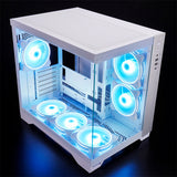 Chieftec Visio Midi Tower Gehäuse (weiß | 2x USB-A | 1x USB-C | RGB | gehärtetes Glas)