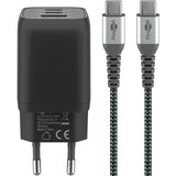 Goobay USB-C Schnellladegerät Nano (65 W) und USB-C Textilkabel