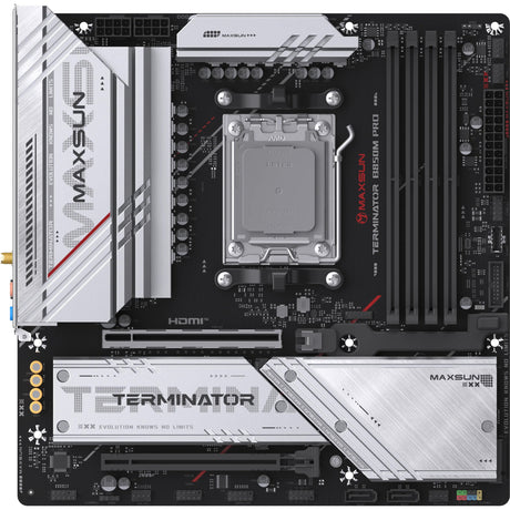Maxsun MS-Terminator B850M Pro WiFi Sockel AM5 Mainboard (schwarz, RAID, 2,5 GB-LAN, WLAN, BT, Sound, µATX)