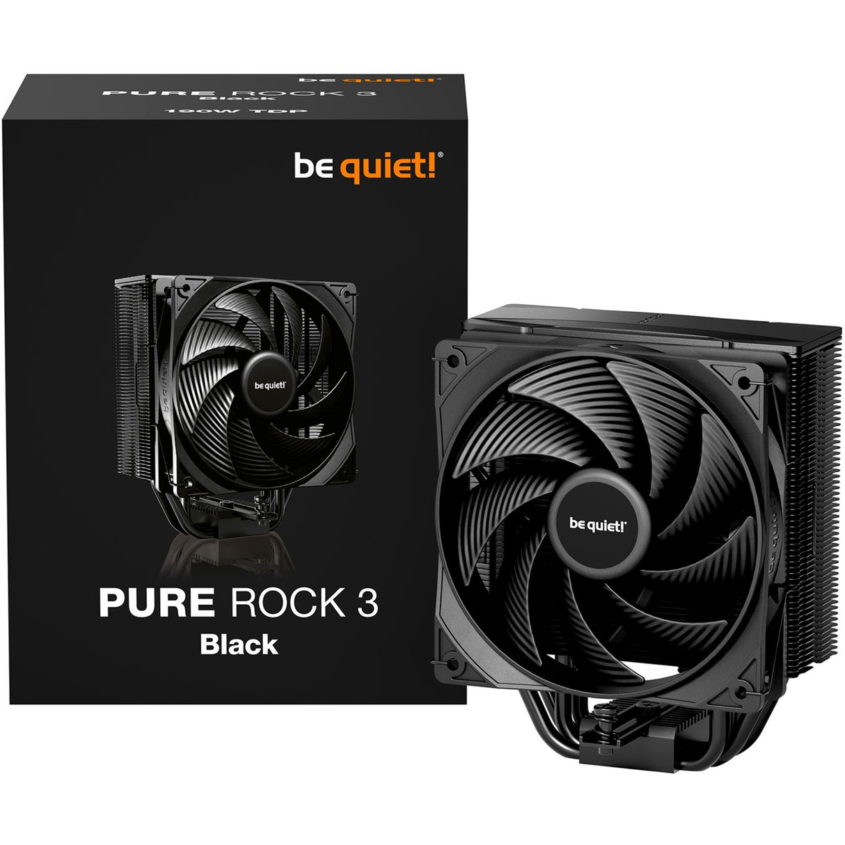 Ruhig sein! Pure Rock 3 Black CPU-Kühler (Schwarz, 4-Pin-PWM-Lüfteranschluss)