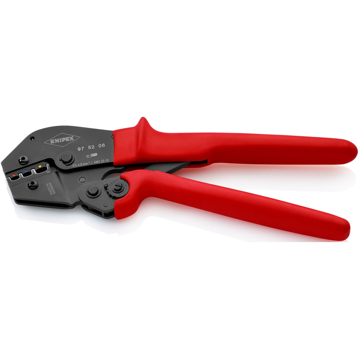 Knipex Crimpzange 97 52 06 (rot schwarz, Ovalcrimp, Öffnungsfeder)