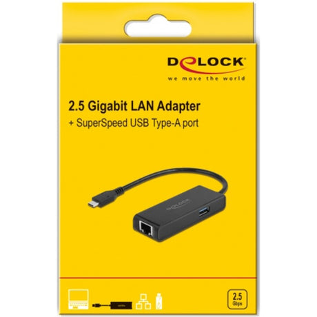 Delock USB-C Adapter auf 2,5 Gigabit LAN mit USB-A Buchse (schwarz)