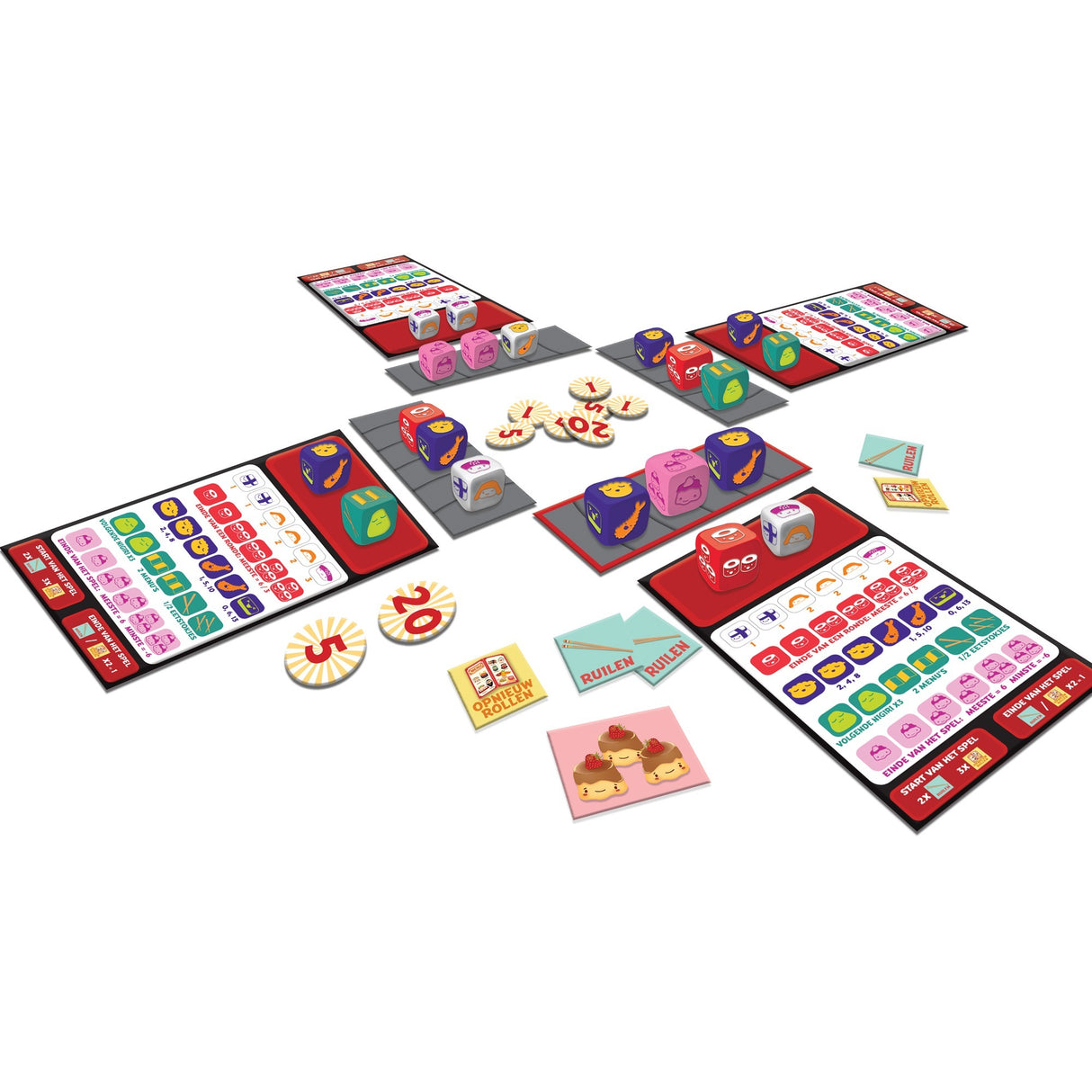 White Goblin Games Sushi Roll Würfelspiel (Niederländisch, 2 – 5 Spieler, 20 Minuten, ab 8 Jahren)