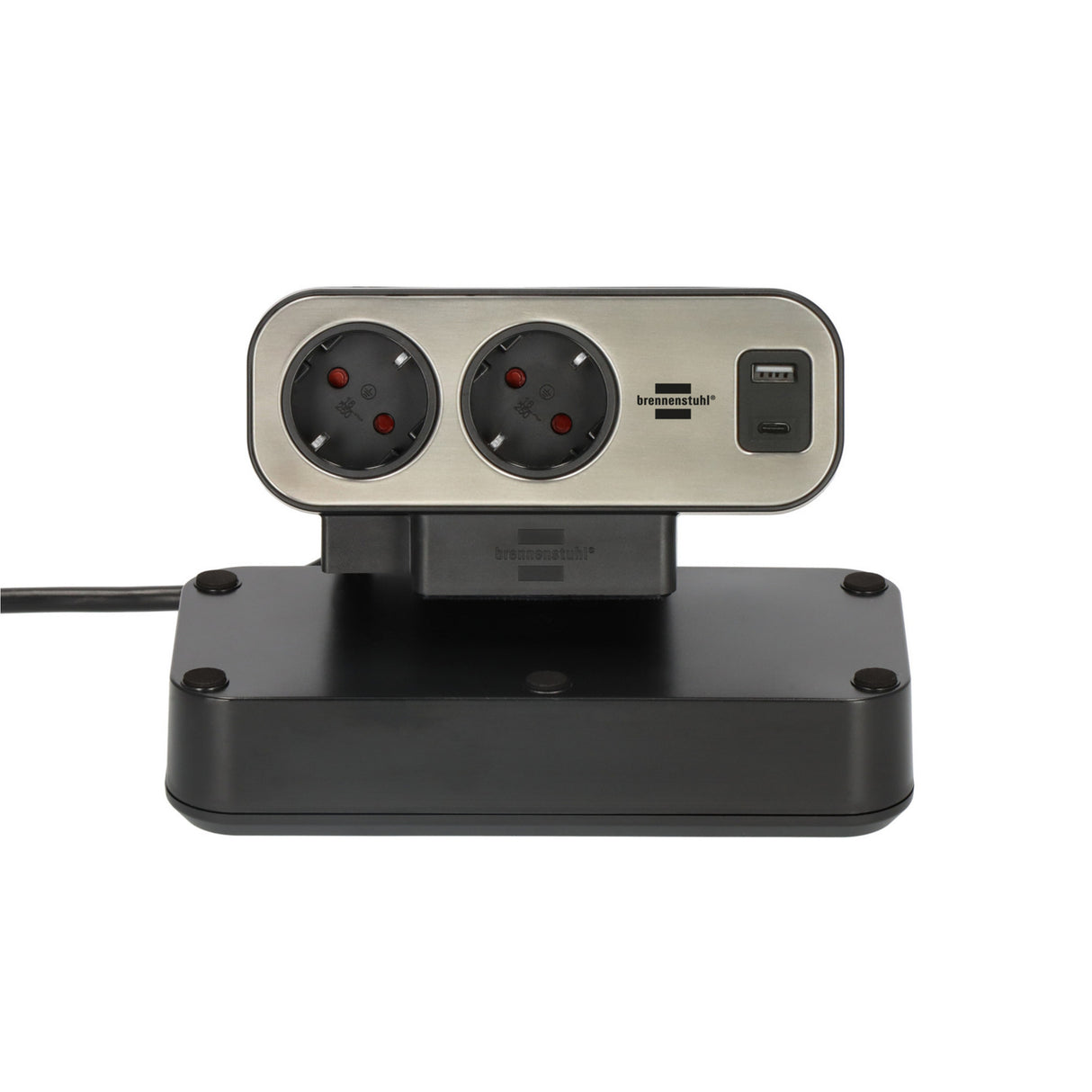 Brennerstuhl brennerstuhl®estilo Duplex-Steckdose, 1x USB C, 1x USB A, 10x Schutzkontaktsteckdosen, Silber Schwarz - 1153580200