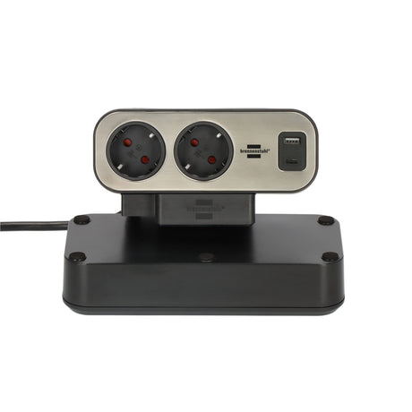 Brennerstuhl brennerstuhl®estilo Duplex-Steckdose, 1x USB C, 1x USB A, 10x Schutzkontaktsteckdosen, Silber Schwarz - 1153580200